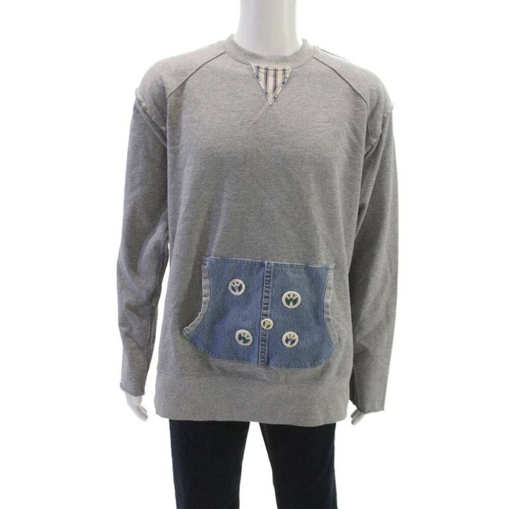 Dr. Collectors Mens Pullover Sweatshirt Gray Cotton Crewneck Solid Size M